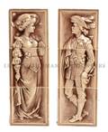 Two Paired Groups of Ceramic Figural Tiles