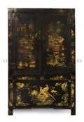 An Asian Lacquered Wood Armoire