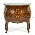 A Louis XVI Style Marquetry and GiltMetal Mounted Bombe Commode