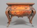 NEOCLASSICAL STYLE BURL WALNUT VENEERED LOW COMMODE