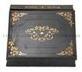 A Continental Ebonized Brass and Ivory Inlaid Letter Box