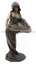 An Art Nouveau Style Bronze Figural Tray L Alliot
