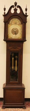 Mahogany Grandfather Clock J E Caldwell  Co engrav
