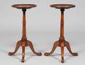 PAIR OF QUEEN ANNE STYLE MAHOGANY CANDLE STANDS