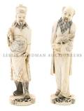 A Group of Two Chinese Ivory Figural Carvings of Scholars