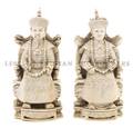 A Pair of Carved Ivory Figures of a Seated Emperor and Empress