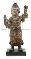 A Japanese Carved Wood Guardian Figure