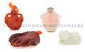 A Group of Three Snuff Bottles and One Jade Carving