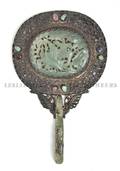 A Chinese Silver and Jade Hand Mirror