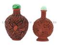 A Group of Two Cinnabar Lacquer Snuff Bottles
