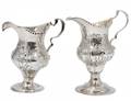 TWO GEORGE IV STERLING SILVER CREAM JUGS