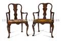 A Pair of English Queen Anne Style Armchairs