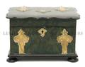 An English Painted Wood and Brass Banded Tea Caddy