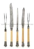 A Sheffield Plate Ivory Handled Five Piece Carving Set Francis Newton