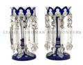 A Pair of American Cut Overlay Girandoles Boston and Sandwich Glass Co