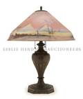 A Pairpoint Reverse Painted and Cast Metal Table Lamp