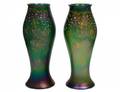 PAIR OF UNSIGNED LOETZ ENAMELED GLASS VASES