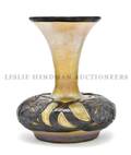 An Austrian Iridescent Glass and Sterling Silver Overlay Vase