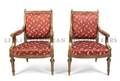 A Pair of Louis XVI Style Giltwood Fauteuils