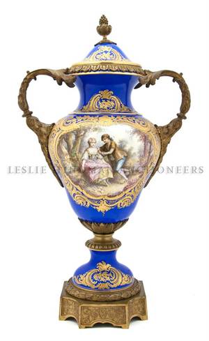 A Sevres Style Gilt BronzeMounted Urn