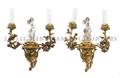 A Pair of Meissen OrmoluMounted TwoLight Sconces