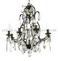 An Iron and Crystal EightLight Chandelier