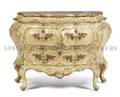 A Venetian Painted and Parcel Gilt Commode