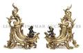 A Pair of Louis XV Style Gilt and Patinated Bronze Chenets