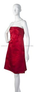A Bill Blass Red Satin Strapless Cocktail Dress