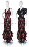 A Carolina Herrera Black Silk and Rose Evening Gown
