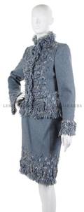 An Oscar de la Renta Blue Fringe Wool Suit