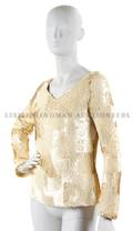 A Carolina Herrera Off White Sequin Blouse