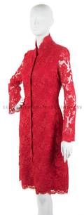 A Halston Red Lace Coat