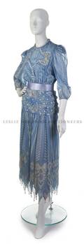 A Zandra Rhodes Blue Hand Painted Chiffon Gown