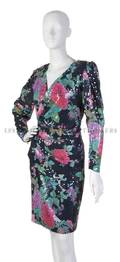 An Ungaro Black Floral Silk Dress