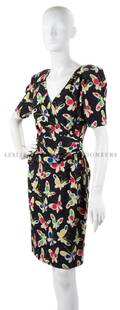 An Ungaro Black Silk Butterfly Cocktail Dress