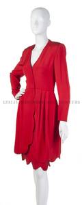 A Galanos Red Crepe Jacket Dress