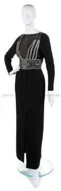 A Pauline Trigere Black Silk Evening Gown