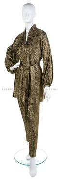 A Halston Gold Metallic Evening Suit