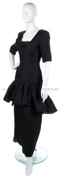 An Yves Saint Laurent Black Silk Gazar Evening Gown