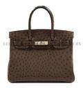 An Hermes Marron Fonce Ostrich Birkin