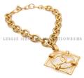 A Chanel Goldtone Logo Pendant Necklace