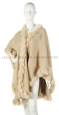 A Stizzoli Tan Wool and Fur Trimmed Wrap