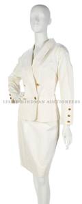 A Chanel White Cotton Skirt Suit