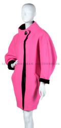 A Thierry Mugler Pink Ribbed Wool Coat