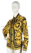 A Gianni Versace Black and Gold Silk Blouse