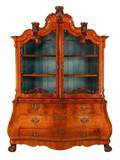 Large Dutch Mahogany Bombe Vitrine 19th C