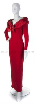 A Bill Blass Red Full Length Evening Gown
