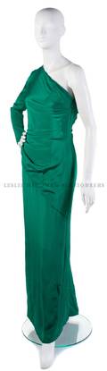 A Bill Blass Emerald Green Silk Evening Gown