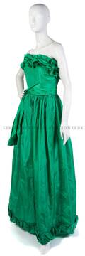 A Bill Blass Strapless Green Evening Gown